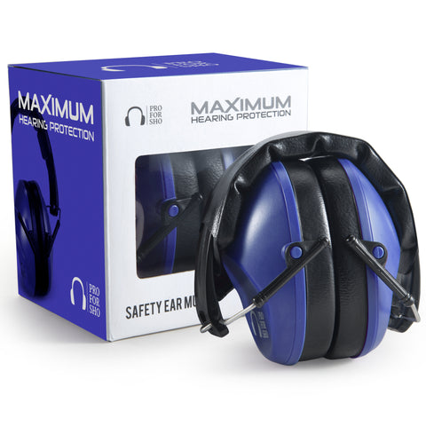 Pro For Sho 34dB NRR Noise Reduction Earmuffs - Lightweight Design - Standard Size Dazzling Blue