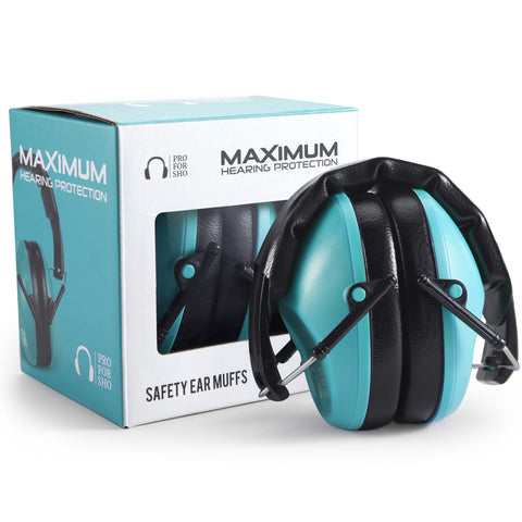 Pro For Sho 34dB NRR Noise Reduction Earmuffs - Lightweight Design - Standard Size Teal