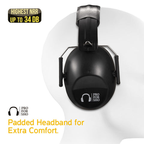 Ear Muffs Hearing Protection Pro For Sho 34dB NRR Hearing Protection Ear Muffs - Ultimate Ear Protection For Shooting, Mowing, Work - Highest NRR In Kids Ear Protection