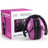 Pro For Sho 34dB NRR Noise Reduction Earmuffs - Lightweight Design - Standard Size Pink