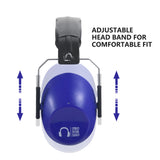 Pro For Sho 34dB NRR Noise Reduction Earmuffs - Lightweight Design - Standard Size Dazzling Blue